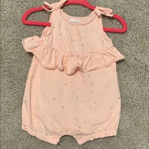 Mud Pie pink & gold stars romper